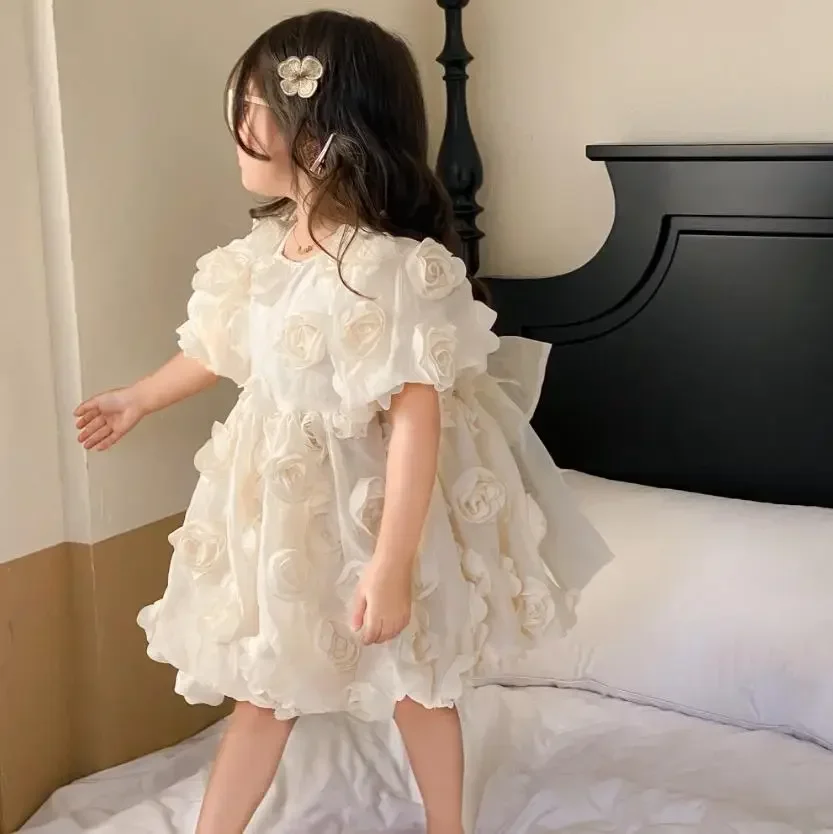 Baby Girl Dress Flower Design Birthday Vaftiz Party Dresses For Girls A2491 Festliche Kleider Mädchen Vestidos De Niña