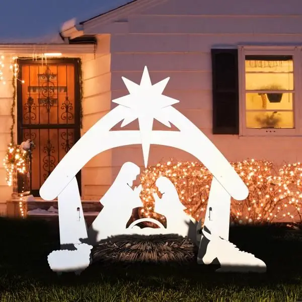 White PVC Nativity Garden Jesus Decoration Christmas Statues and Toys