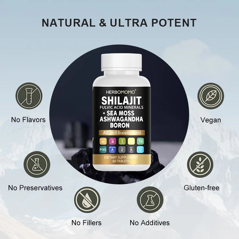 Natural Shilajit Resin Original Drink Mineral Supplements for Immune Health, Metabolism Overall Physical Health - 60 Count