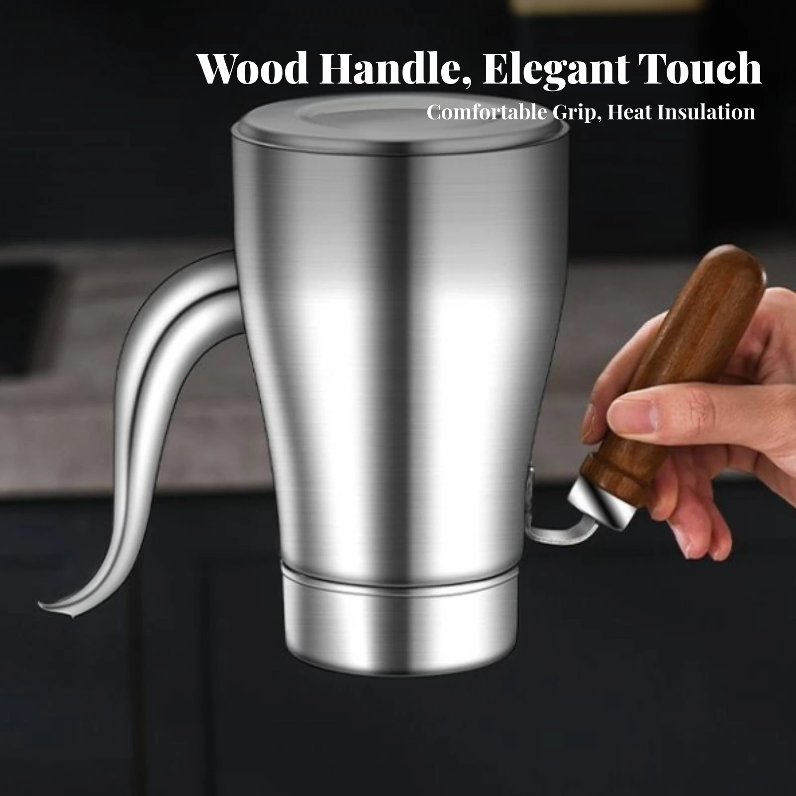 Antianti-Spill Wooden Handle Reusable Stainless Steel Oil Filter Pot Meat Drippings Grease Container Stainless Steel Oil Pot