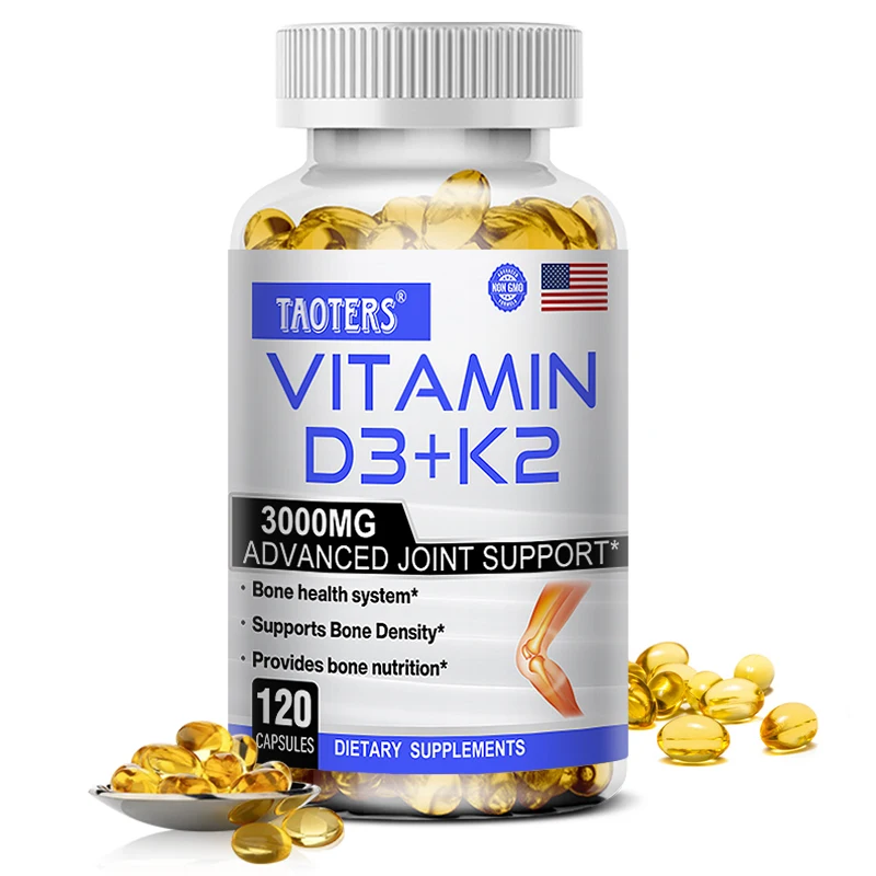 Vitamine D3 & K2 | Ondersteuning Voor Botten En Cardiovasculaire Gezondheid, Ondersteuning Van Het Immuunsysteem, 120 Capsules