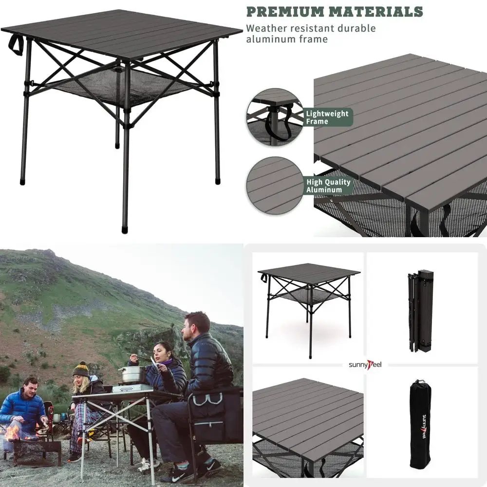 

Портативный квадратный коричневый складной стол для кемпинга с сумкой для переноски для пикников на природе