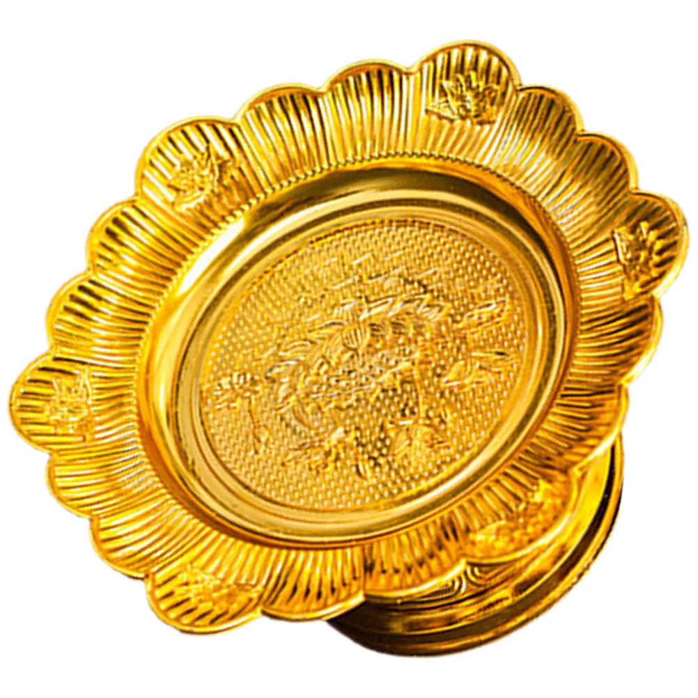 

Exquisite Plastic Lotus Offering Plate Smooth Surface Easy Clean Temple Fruit Holder Religious Style Offering Plate