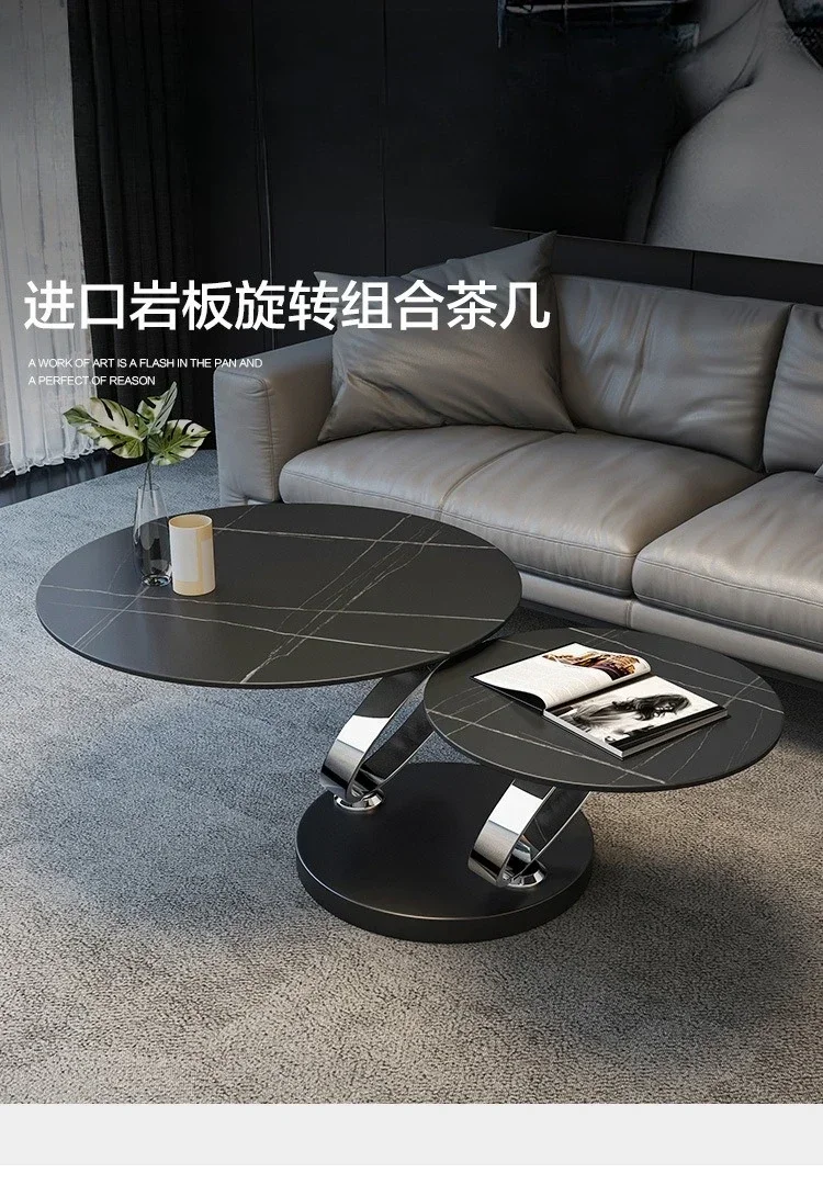Processing custom rock slab table, light luxury minimalist modern simple round rock slab surface