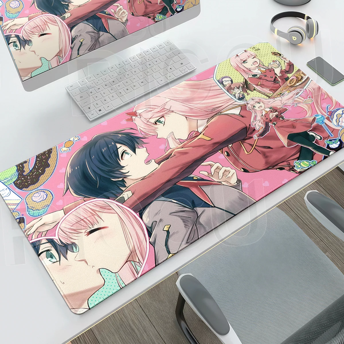 Gaming Accessories Pink - Anime Pink Mousepad Zero Two Darling