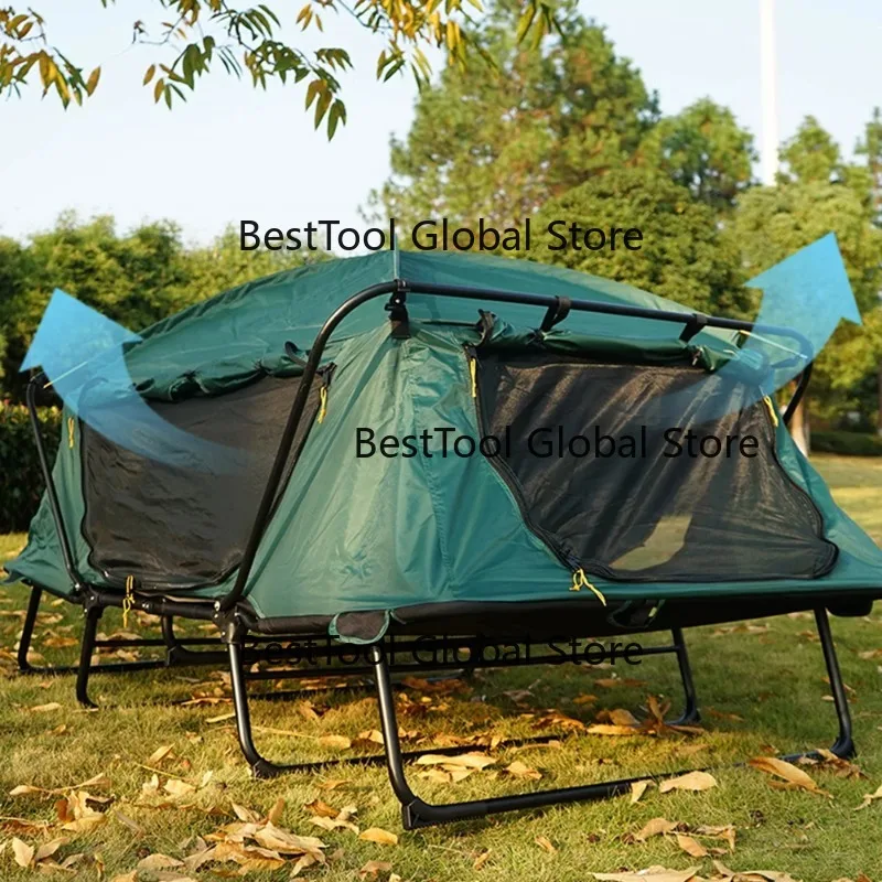 Folding Camping Cot Tent Oxford Fabric Elevated Off-Ground Bed Instant Portable Tent for Outdoor Glamping Hiking