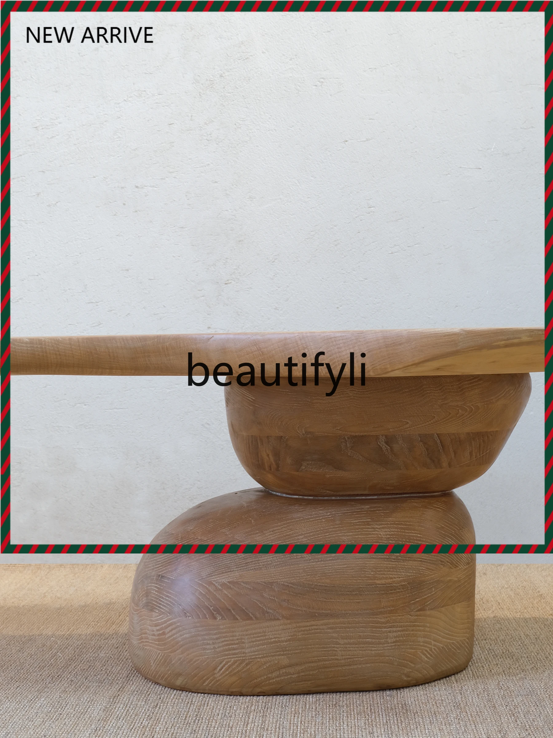 

Medieval Nordic retro ash wood log special-shaped coffee table living room balcony solid wood, small tea table G1218