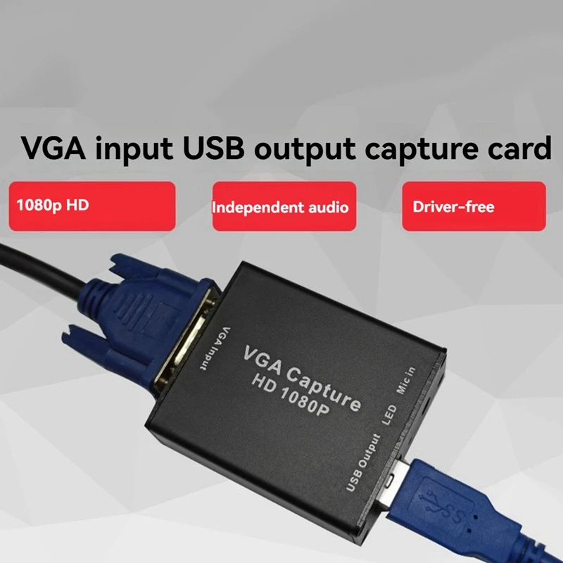 VGA To USB Adapter Converter With Audio Video Capture Card Surveillance Video Capture Card 1080P Drive-Free