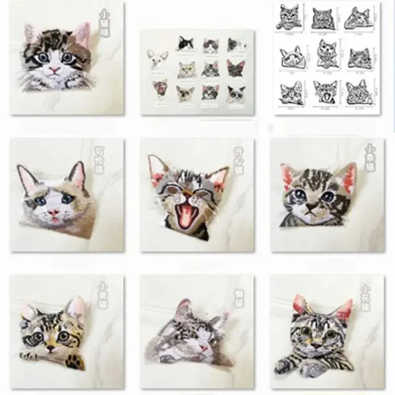 Embroidery Patches Lovely Cats Kitten DIY Iron on Patches Fusible Clothes Badges Jackets Jeans Pocket Personalized Accessories