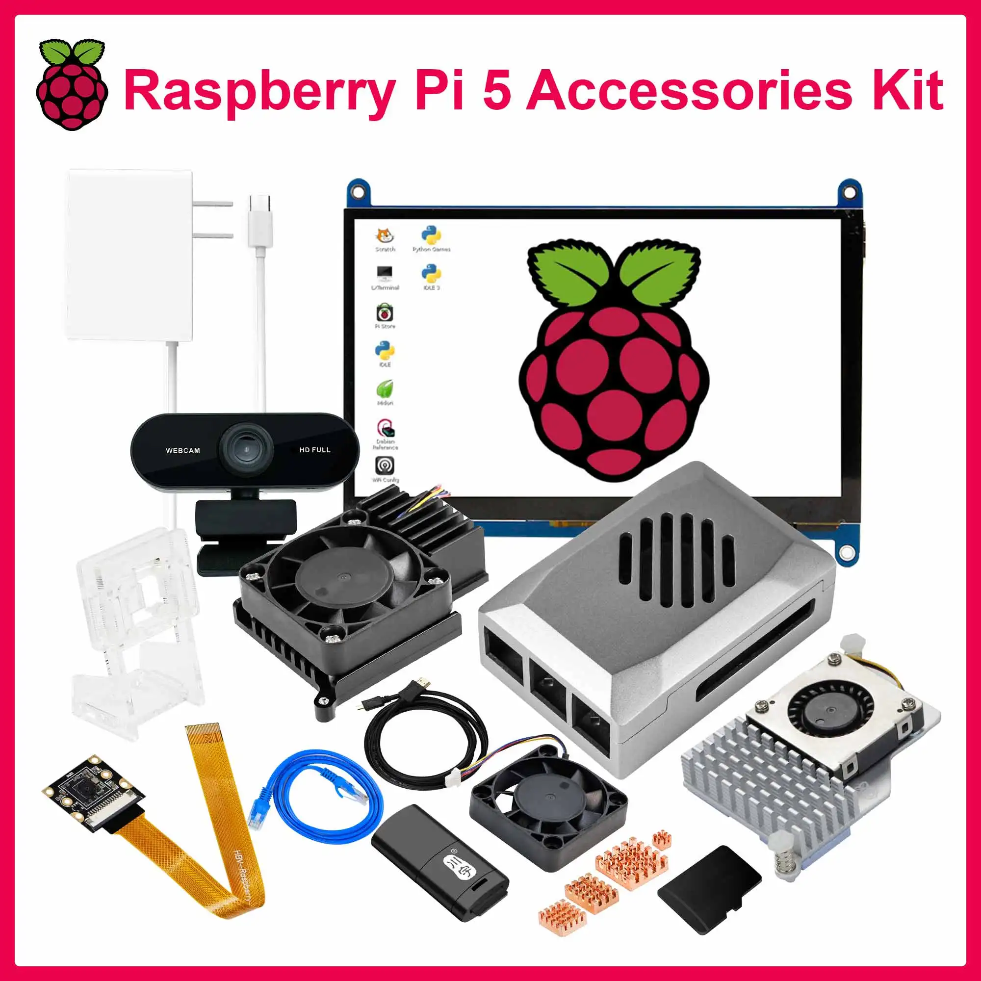 Official Raspberry Pi 5 Accessories Case Cooling Fan Cooler Complete Full Kit Latest New RPI5 NO 4GB/8GB RAM Development Board