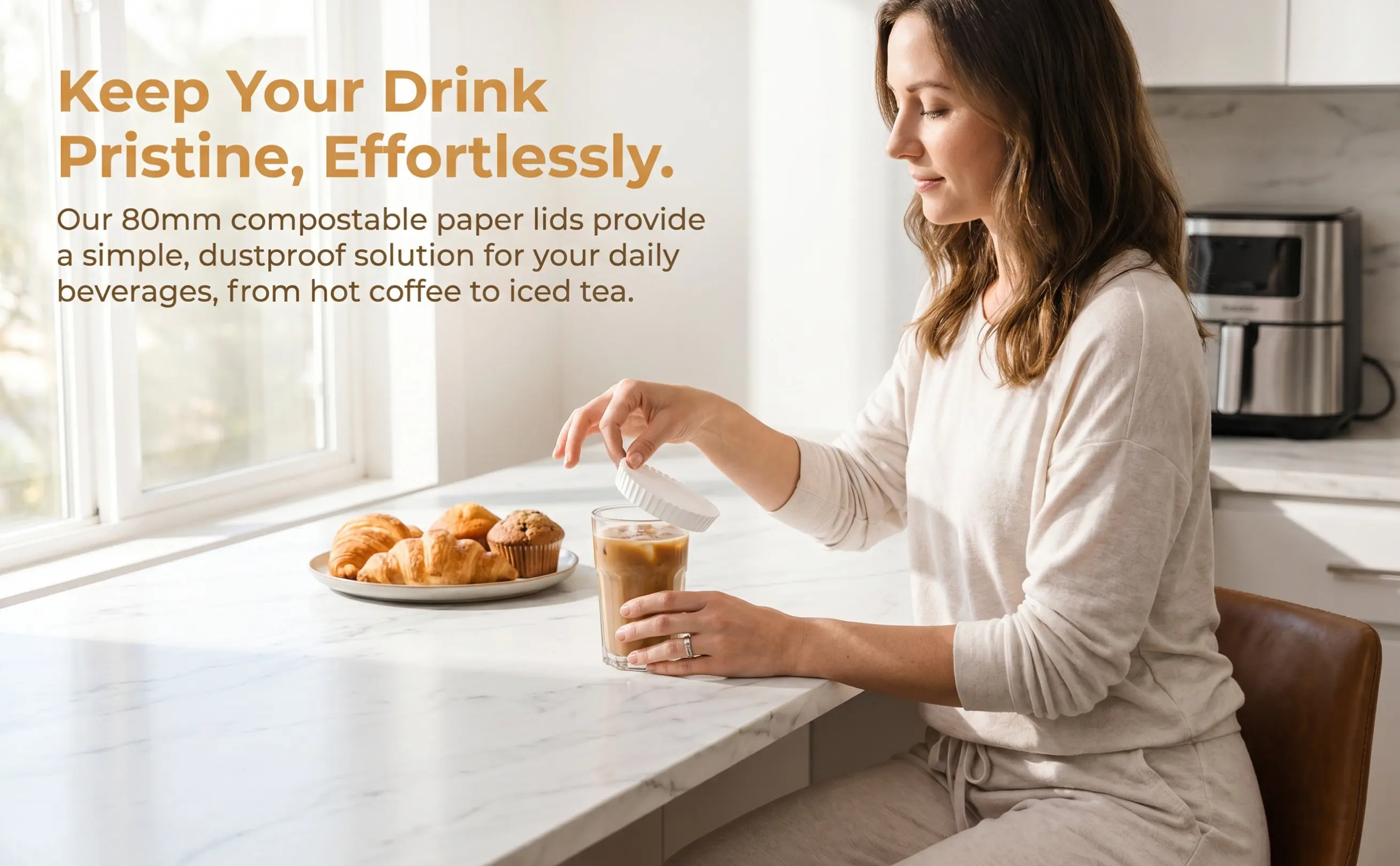 100 pcs Disposable Paper Cup Lids – Splashproof Beverage Covers for Coffee, Tea, Hot Drinks, Restaurants, Salons