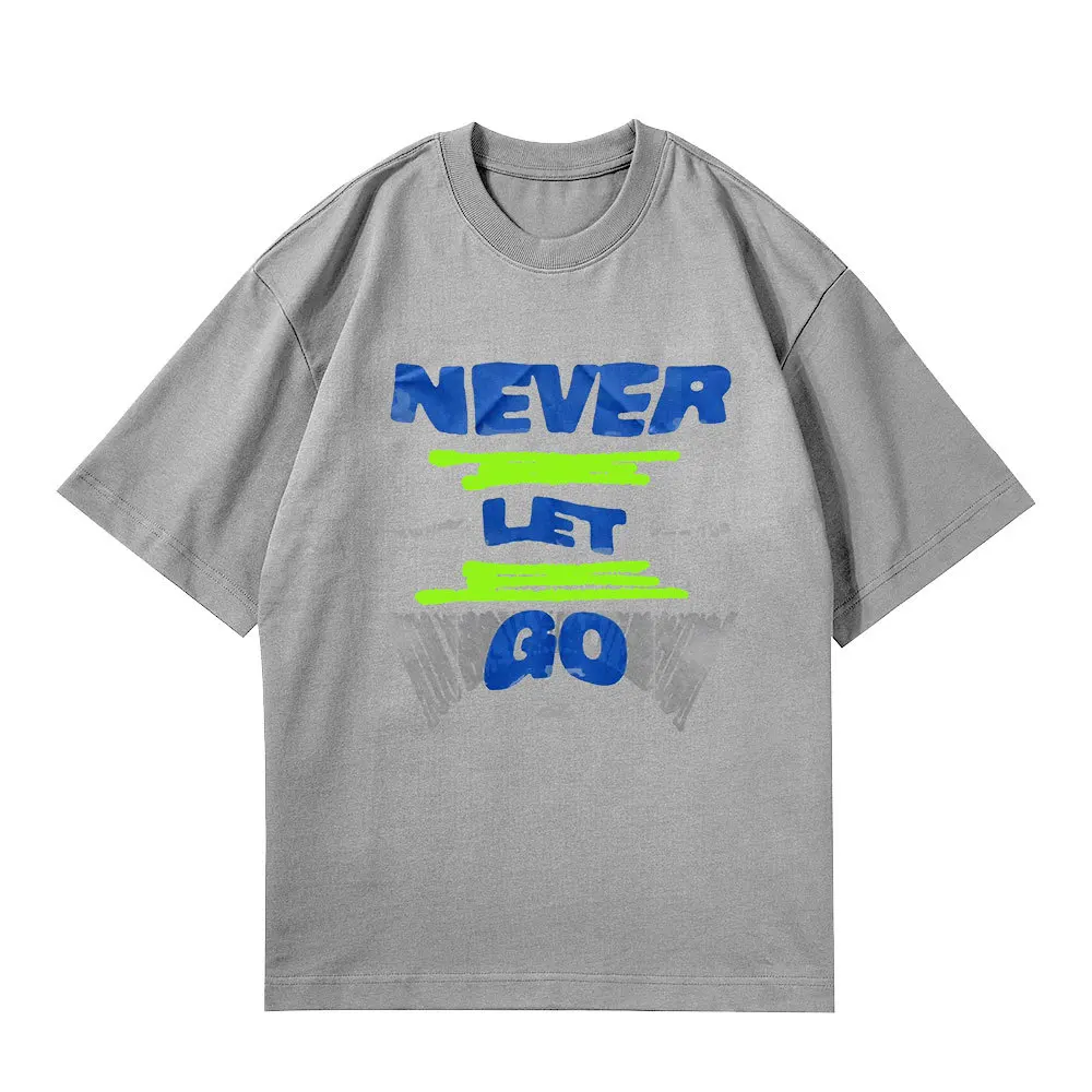 Y2K Women's Tops Summer O-Neck Short Sleeve Clothing Girls Boys Fashion Harajuku NEVER LET GO Letter Pattern T-Shirt