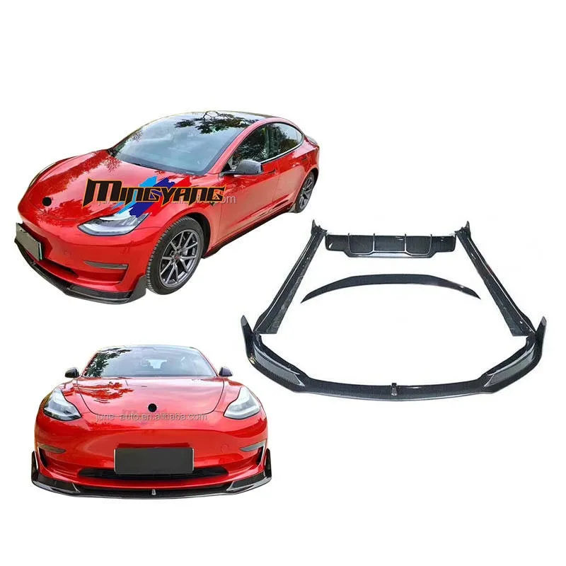 

2017-2019 Carbon Fiber V Style Front Lip Side Skirt Diffuser for Tesla Model 3 Body Kit