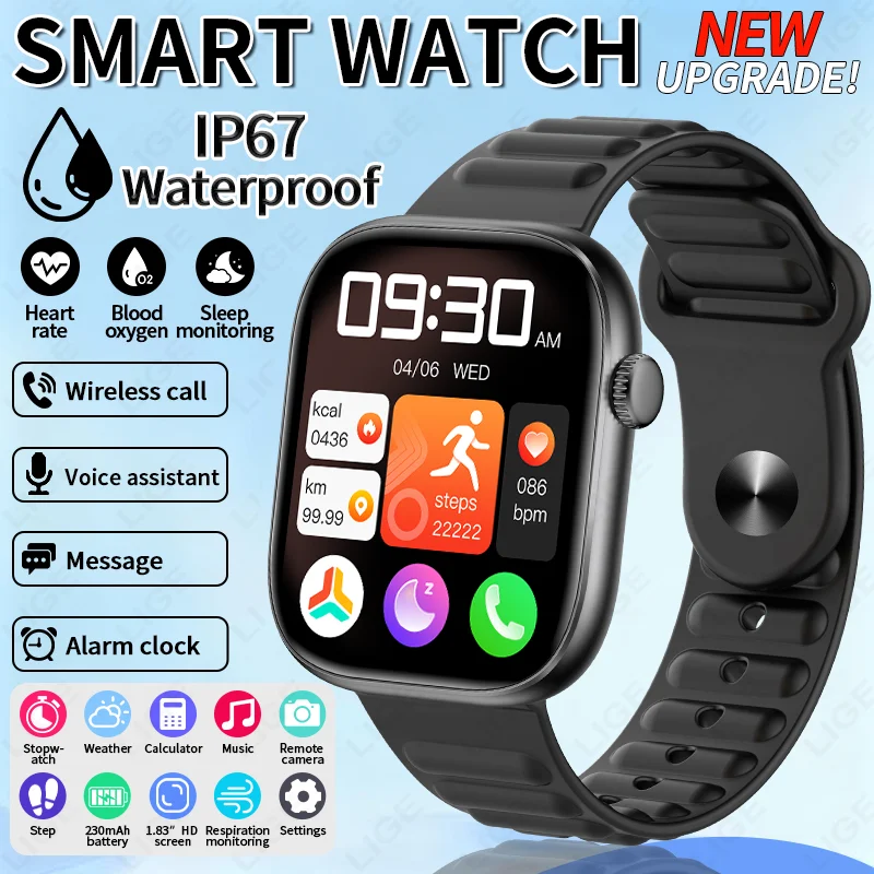 

Умные часы LIGE 2026 с функцией ответа на звонки, отслеживанием калорий, частоты сердечных сокращений, уровня кислорода в крови, Bluetooth, для мужчин и женщин, совместимые с Android.