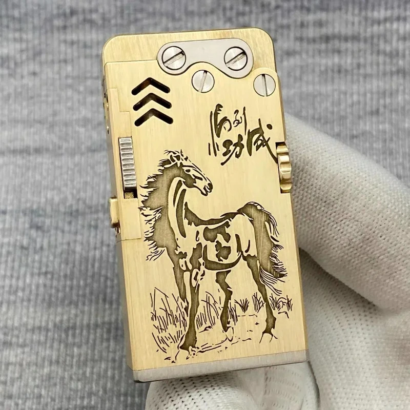 Titanium Alloy Sixth Generation Automatic Ignition Mechanical Armor Dragon Tongue Lighter One-click Ejection Kerosiene Lighter