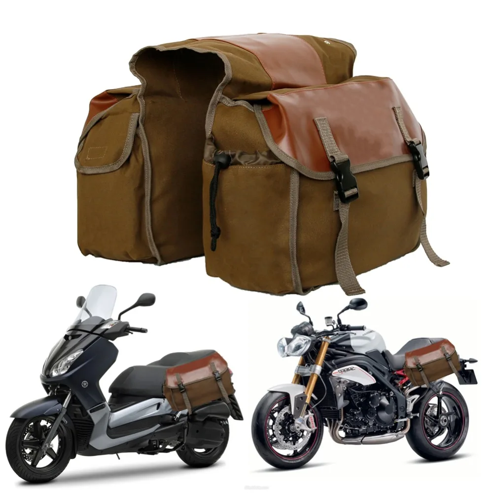 2022 Upgrade Travel Motorcycle Saddle Bag Waterproof Canvas Saddle Hemming Toolbox Motorcycle Bag