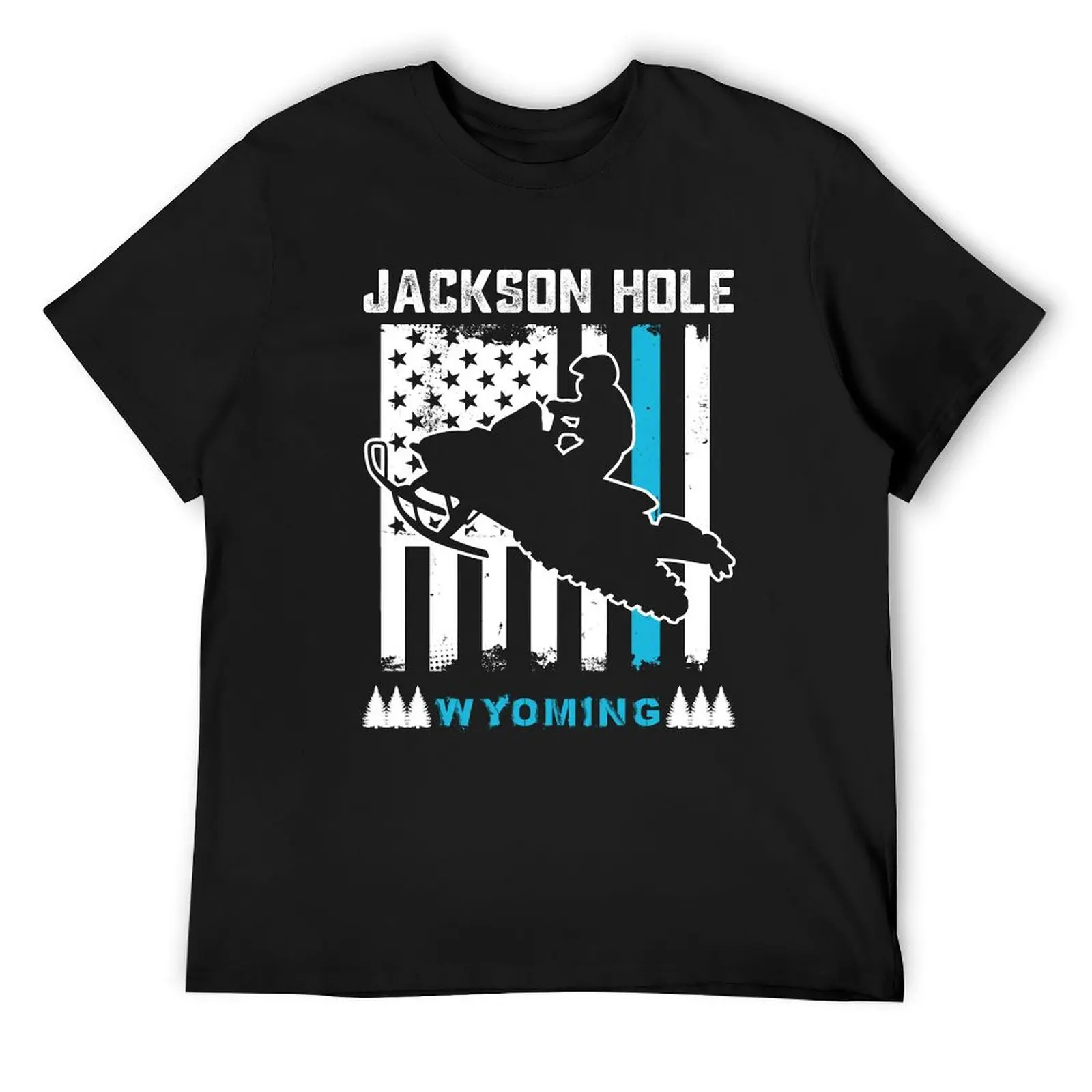 

jackson hole wyoming snowmobile american flag riding usa flag T-Shirt graphic shirts summer top t shirts for men cotton