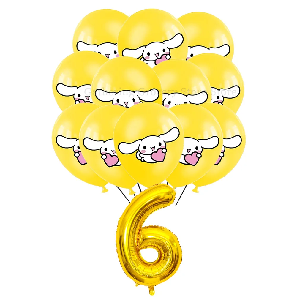 Sanrio Cinnamoroll Yellow Latex Ballon Party Supplies 12in Air Globos DIY Party Decoration Cartoon White Dog Festivel Gift Toy