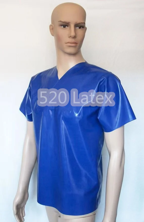 Handmade Short Sleeved Men latex Polo Shirt fashion rubber Shirts Fashion Tops