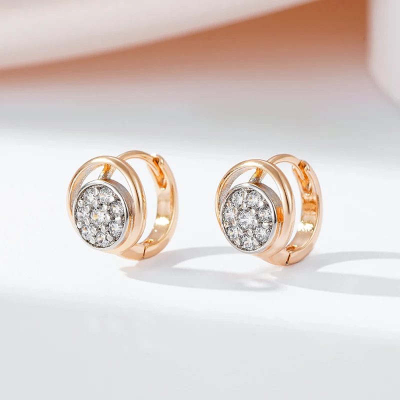 SYOUJYO Natural Zircon Paved Silver Plated Stud Earrings For Women 585 Gold Color Cute Jewelry