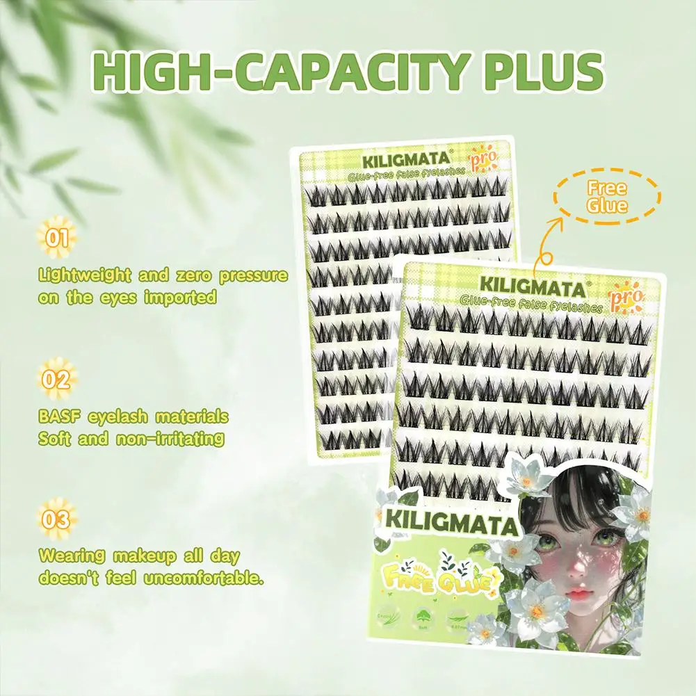 Natural 10 Rows of Large Capacity Glue-free False Eyelashes 6 Styles Self-adhesive Sunflower Natural Curling Upper Eyelashes