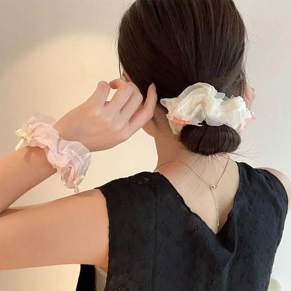 Sweet Ballet Yarn Ribbon Bowknot Hair French Gentle Accessories Women Hair Large Hair Rope Intestine W0n6