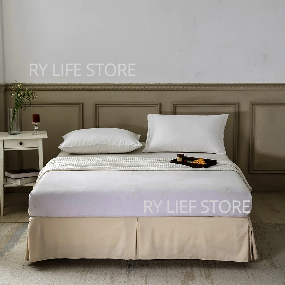 Solid Color Home Hotel Bed Skirt with Surface Twin/Full/Queen/King Size Bed Cover Bedsheet Split Corners Bed Skirt