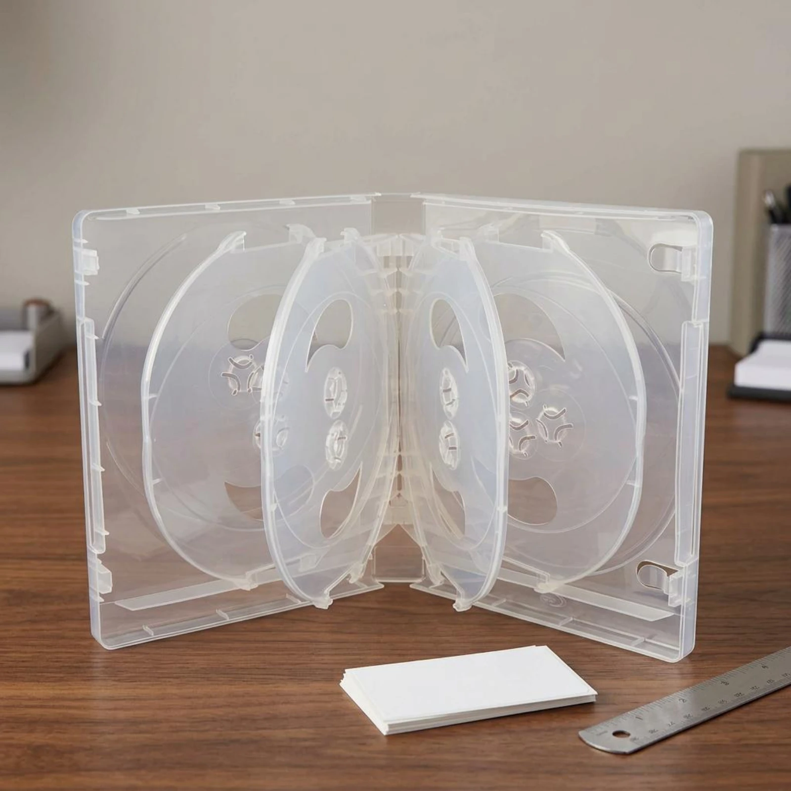 10-Disc Storage Case Translucent Optical Disc Case Hard Plastic Hinged Spine