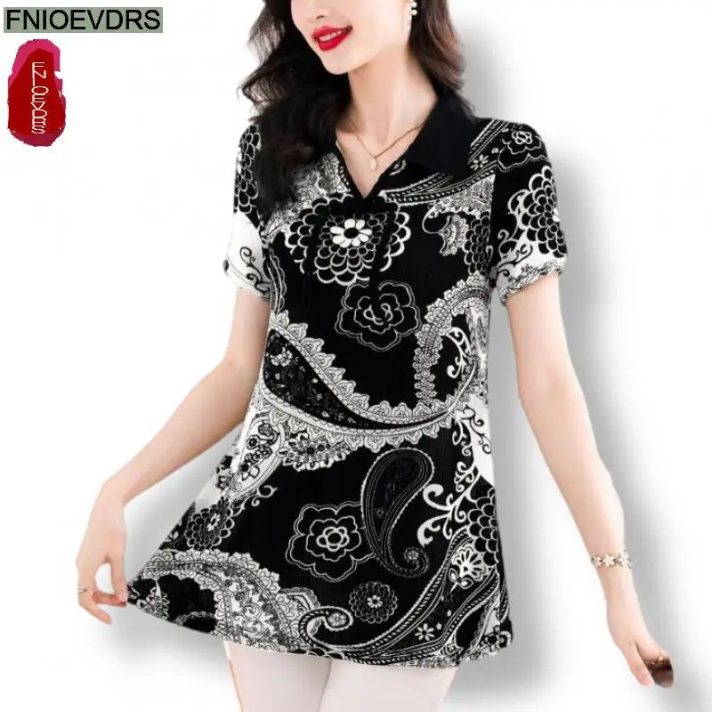 

L-5XL Loose Clothes 2024 Women Summer Elegant Ruffles Shirts Casual Retro Vintage Floral Tunic Peplum Tops And Blouses