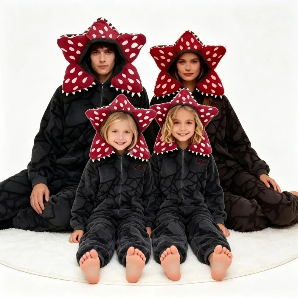 Pluszowy Kigurumi Anime Kwiat Kanibal Kostium na Halloween dla Kobiet i Mężczyzn Rośliny Mięsożerne Kombinezon z Zamkiem Błyskawicznym Piżama dla Dzieci