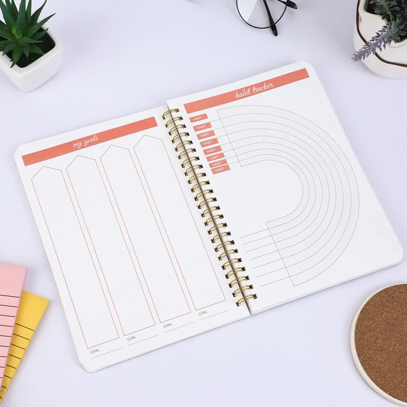 2024 Journal Planner Weekly Daily Plan Calendar A5 Coil Notebook English Sports Punch Schedule Office Agenda Organizer Book