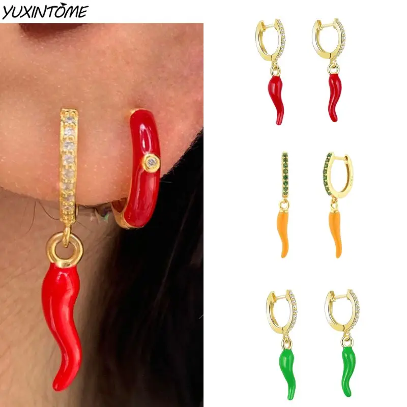 ต่างหูเข็มเงินสเตอริง925ต่างหูพริกไทยไฟเล็กต่างหูจี้ของผู้หญิงได้รับความนิยมแฟชั่นใส่เครื่องประดับ