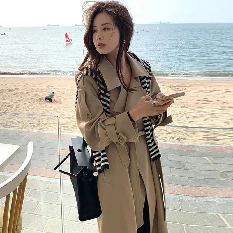 

Windbreaker Jacket for Women in Spring Autumn With a Sense of Luxury and Drape 2024 New Coat Medium to Long With a Korean Style