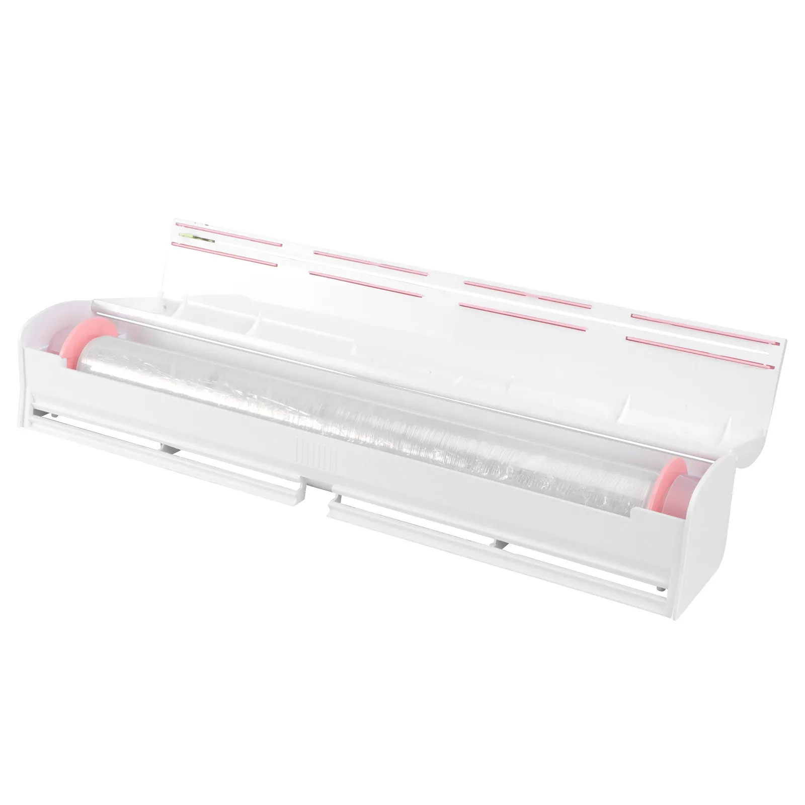 dispensador-de-filme-plastico-para-cozinha-com-cortador-e-suporte-branco-construcao-premium-mecanismo-de-puxar-suave-design-seguro-para-protecao-dos-dedos