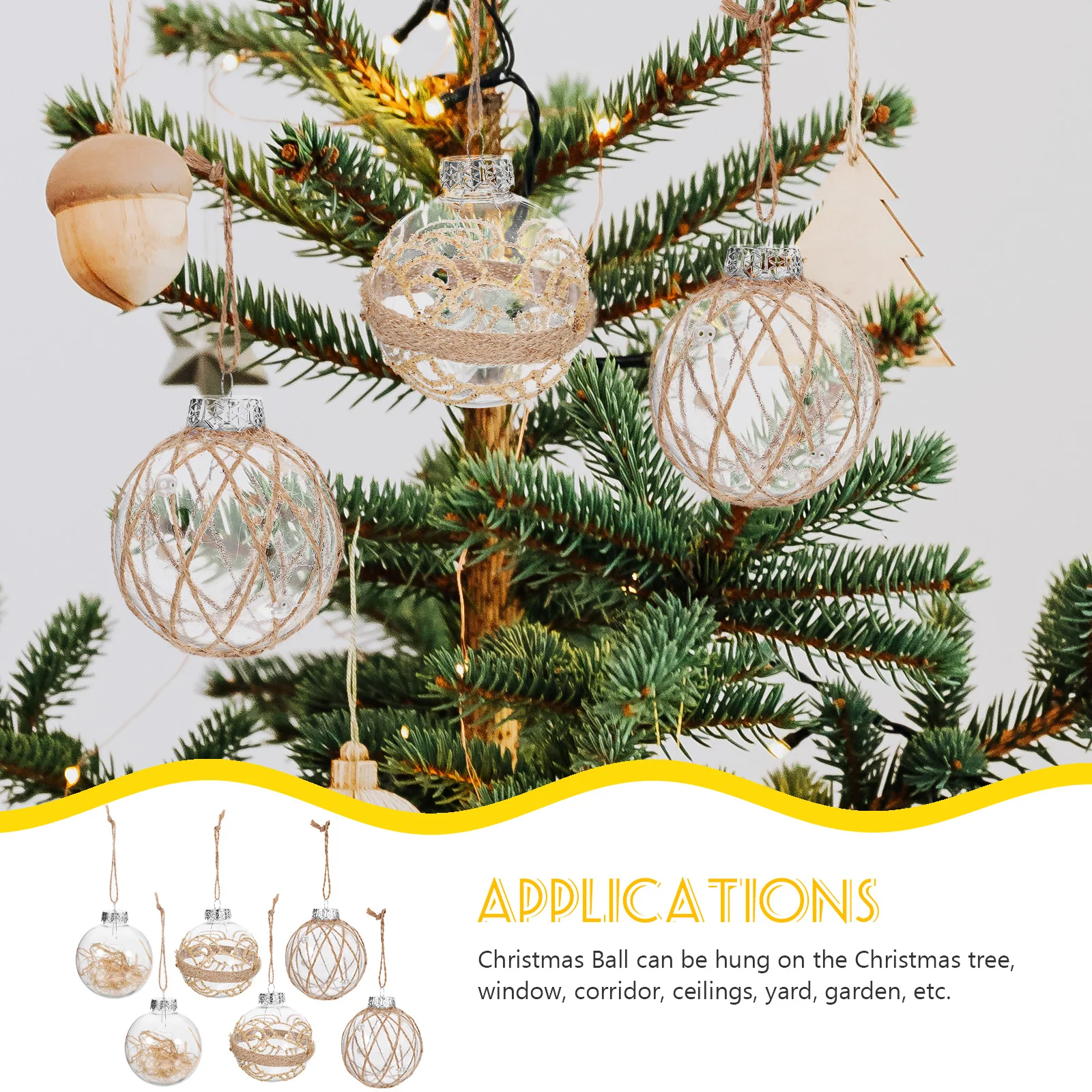 

6Pcs Xmas Hanging Christmas Balls Clear Ball Pendants Tree Decoration Props Xmas Party Supplies Clear Christmas Baubles
