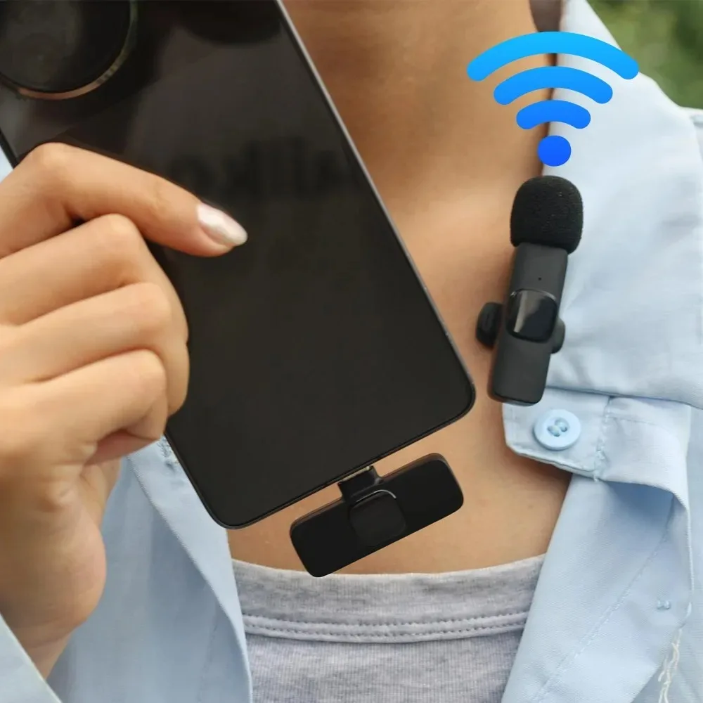 1to2 1to1 Mini Audio Video Recording Type-C Mic Portable Wireless Lavalier Microphonefor IPhone Android Live Broadcast Gaming view 5