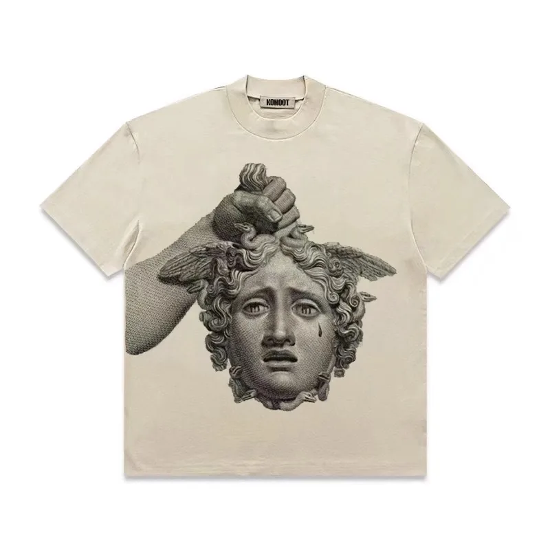 Medusa Printed Short Sleeve T-shirt Men's Fashion Half Sleeve Tees  Versatile Couple Summer T-shirt Top