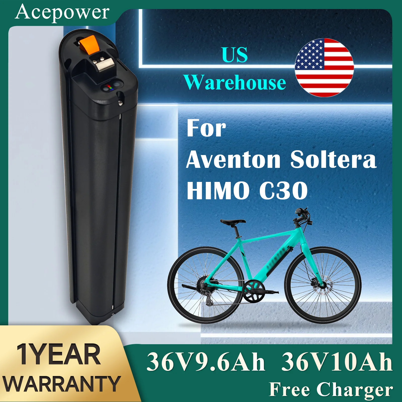36V 9.6Ah 10Ah Battery For Aventon Soltera Himo C30 Electric Bicycle Battery for Himo C30 Aventon Soltera Replacement Battery