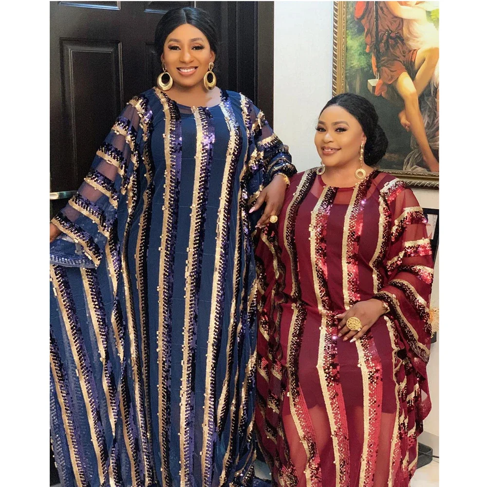 Vestidos africanos para mulheres lantejoulas roupas tradicionais soltas boubou dashiki vestido muçulmano dubai abaya vestido de festa à noite kaftan