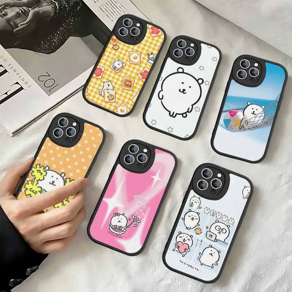 

Cute White J-Joke B-Bear Phone Case For IPhone 16 15 14 13 12 11 Pro Max Plus Leather Soft Cover