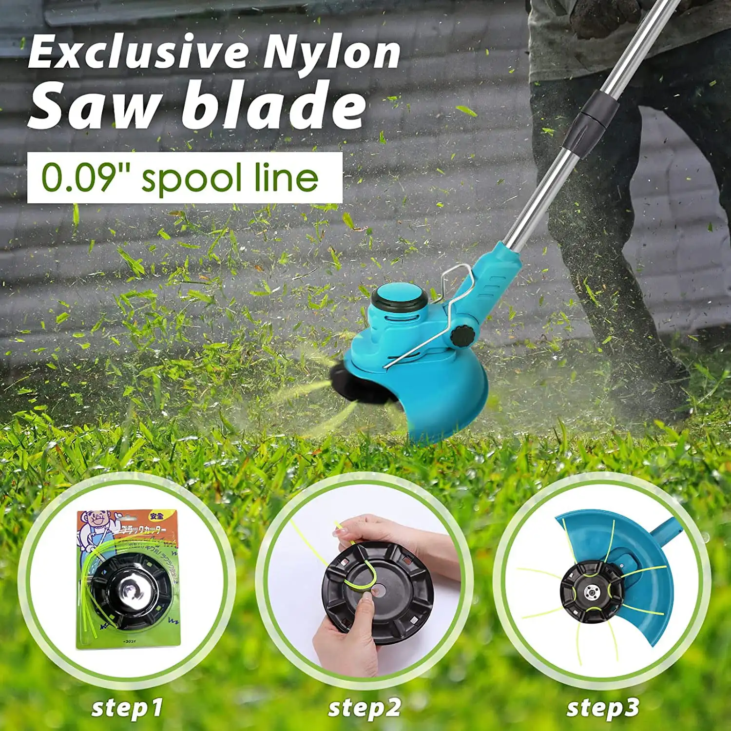 8 Inch Grass Trimmer Cordless Electric String Trimmer Edger 3 in 1 Weed Wacker Kit Brushless Cutter with Battery For Makita Tool