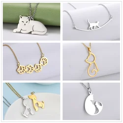 Cazador-Collier pendentif chat animal mignon pour femmes et filles, tour de cou patte, bijoux en acier inoxydable, joli cadeau d'anniversaire, 2024