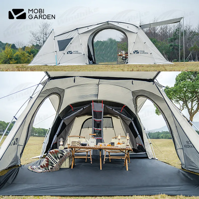 

MOBI GARDEN Holiday Starry Sky Ⅱ Camping Tent 19.46KG 3 Rooms 1 Hall 150D 4-8 Person Tunnel Family Outdoor Picnic Support Pole