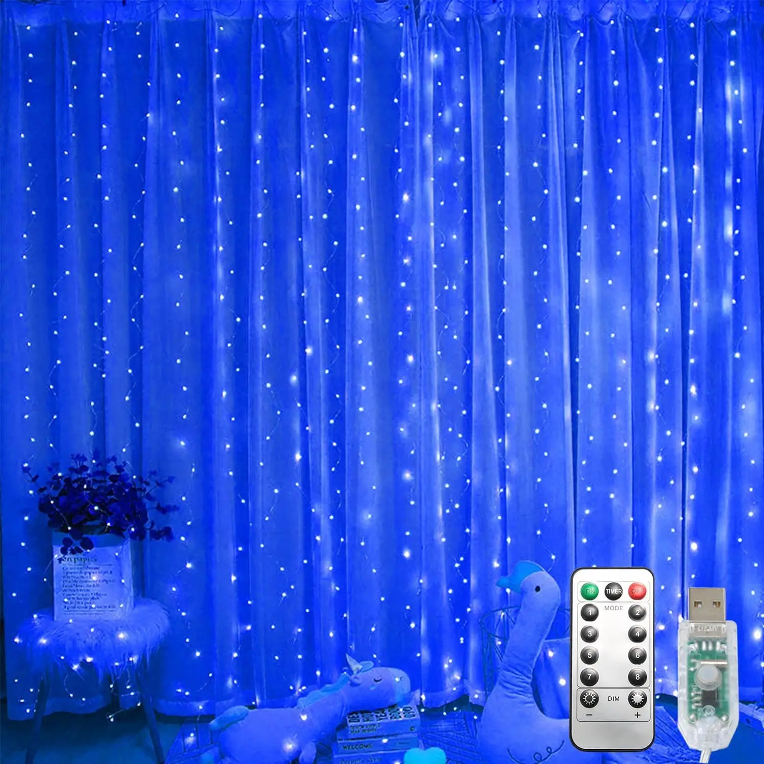 Curtain Lights Decorative Curtains in Living Room Christmas Garland LED Festoon Fairy Lamp USB Operated 8 Mode Bedroom Decor