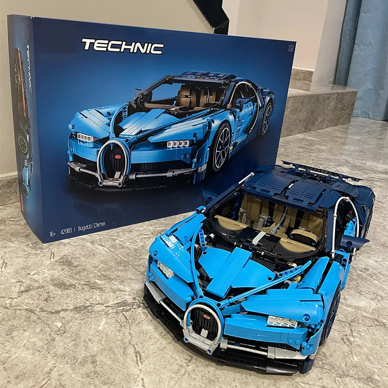 Blocs de construction de voiture de course Chirons bleus 1:8, 3599 pièces, 42083, véhicule super sportif, jouets à assembler, cadeaux pour enfants, garçons et adultes