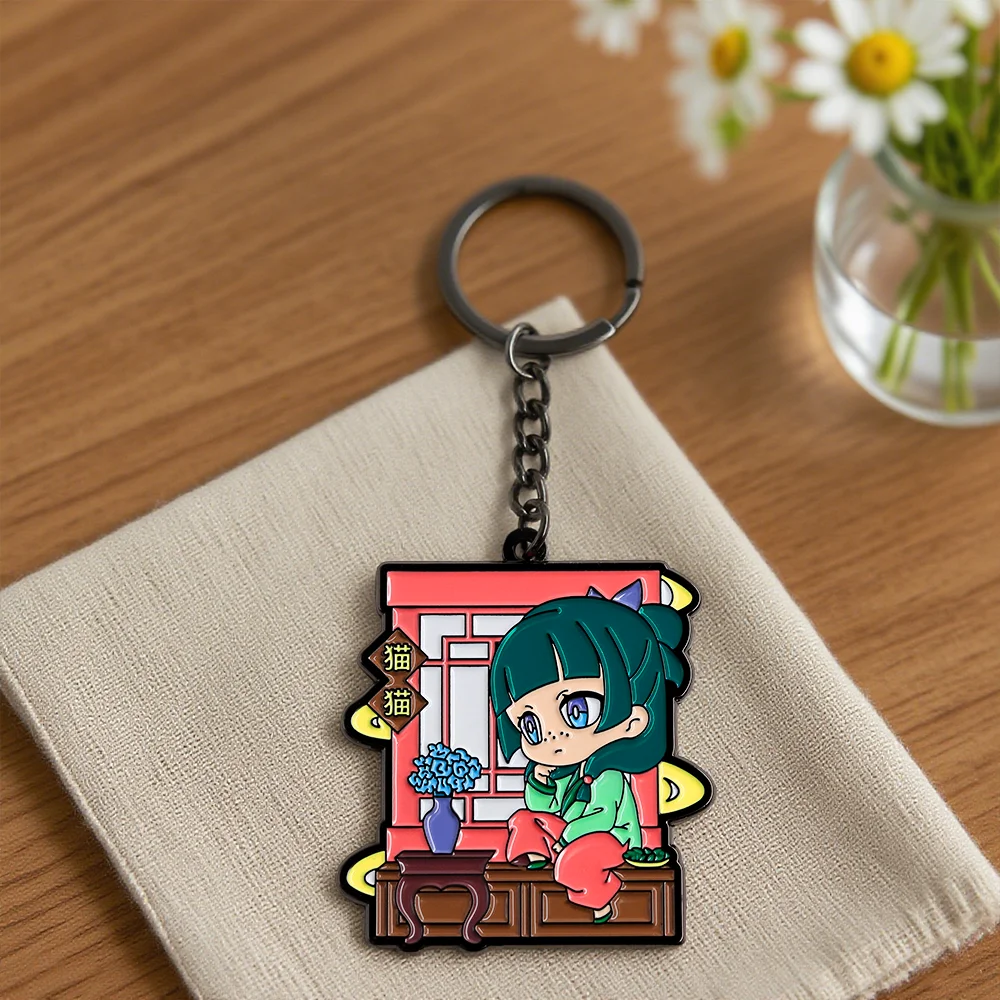 Hollow Bow Flower Basket Keychain Cartoon Character Pattern Rotatable Disc Pendant Anime Peripheral Key Ring Decoration Gift view 4