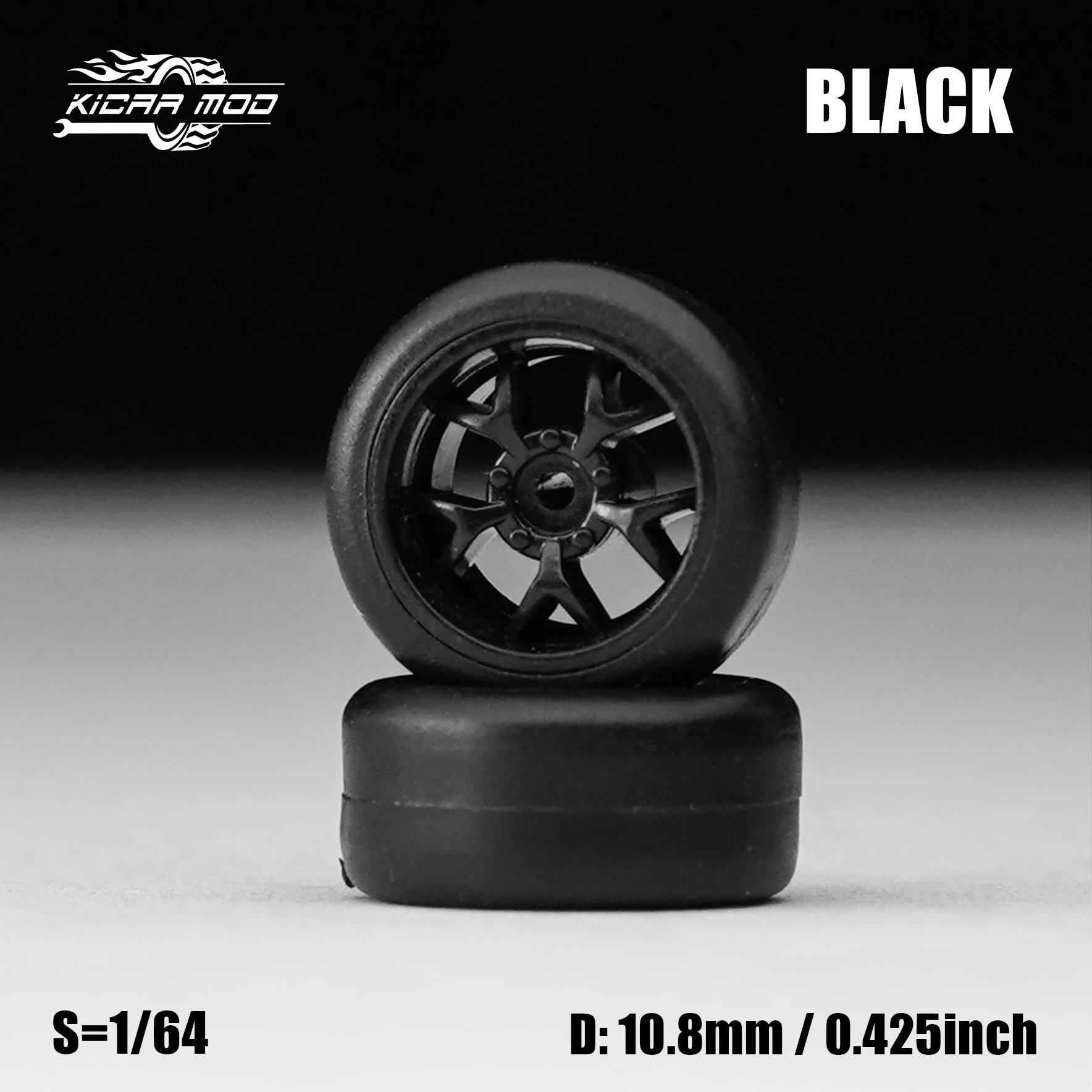 1/64 Model Car Black Wheels with Fixed Rubber Tires Comes with rivets for Diecast Model  Refiting Parts 4pcs 1set image 6