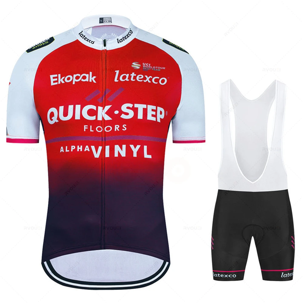 New QUICK STEP Cycling Jersey 2024 Triathlon Bike Set Short Sleeve Breathable MTB Maillot Ropa Ciclismo Summer Bicycle Clothing