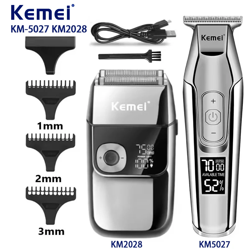 

Kemei hair clipper men's trimmer kit metal professional electric razor USB rechargeable men km-5027 km-2028 clipper