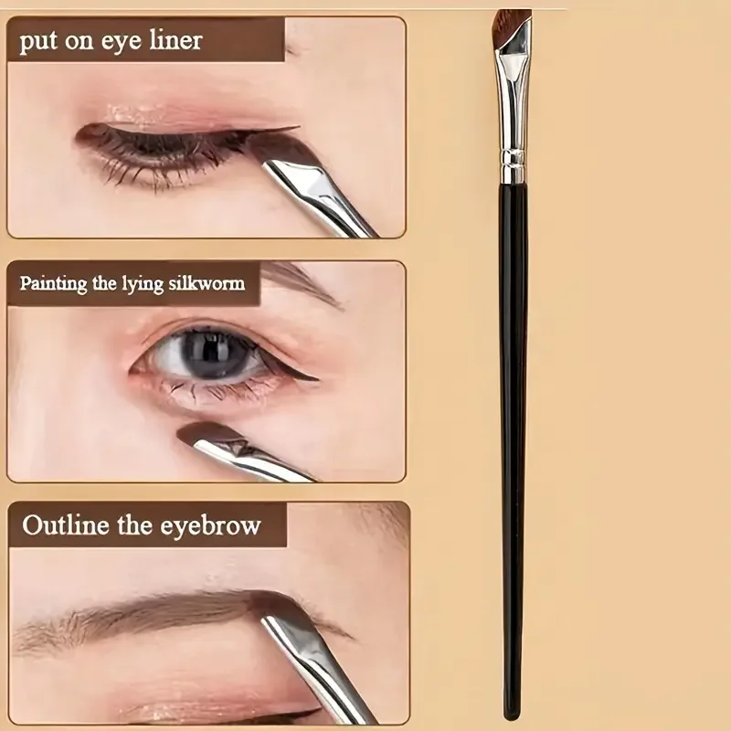 Eyeliner brush set, with tilted fine blade, suitable for precise application - suitable for all skin types.